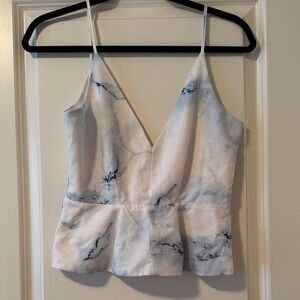 Women's White Marble Print V-Neck Cami Top